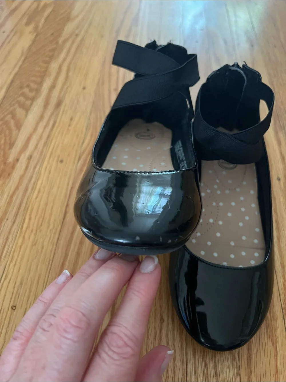 wonder nation Black Patent Crisscross Strap Flats